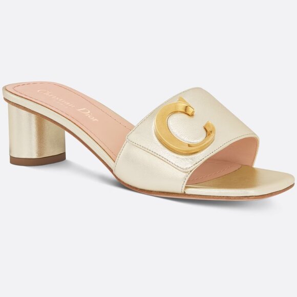 DIOR C'EST 50 CD Logo Patent Leather Slides Mule Sandals Shoes Heels - Picture 1 of 16